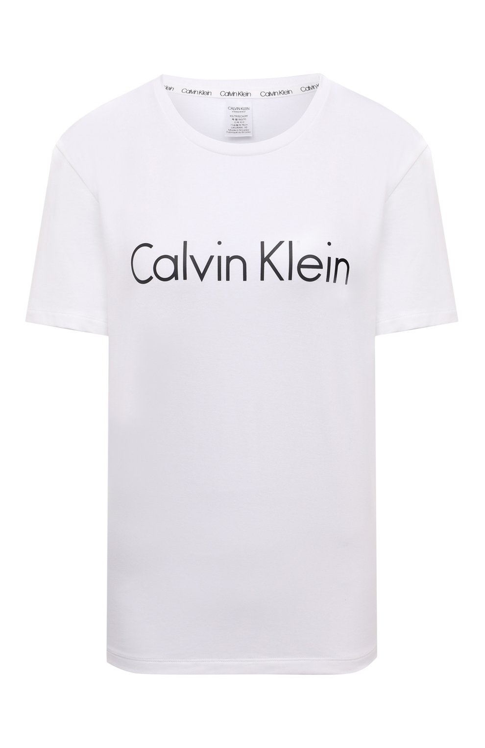 Женская футболка CALVIN KLEIN белого цвета, арт. QS6689E | Фото 1 (Рукава: Короткие; Материал внешний: Синтетический материал, Хлопок; Длина (для топов): Стандартные; Женское Кросс-КТ: Футболка-белье)
