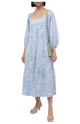Женское льняное платье FAITHFULL THE BRAND светло-голубого цвета по цене 48200 руб., арт. FF1814-FPP | Фото 2 Женское льняное платье FAITHFULL THE BRAND светло-голубого цвета, арт. FF1814-FPP | Фото 2 (Материал внешний: Лен; Длина Ж (юбки, платья, шорты): Миди; Рукава: 3/4; Материал подклада: Вискоза; Женское Кросс-КТ: Платье-одежда; Случай: Повседневный; Стили: Бохо)