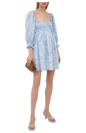 Женское льняное платье FAITHFULL THE BRAND светло-голубого цвета по цене 30900 руб., арт. FF1834-FPP | Фото 2 Женское льняное платье FAITHFULL THE BRAND светло-голубого цвета, арт. FF1834-FPP | Фото 2 (Материал внешний: Лен; Длина Ж (юбки, платья, шорты): Мини; Материал подклада: Вискоза; Рукава: 3/4; Женское Кросс-КТ: Платье-одежда; Случай: Повседневный; Стили: Бохо)