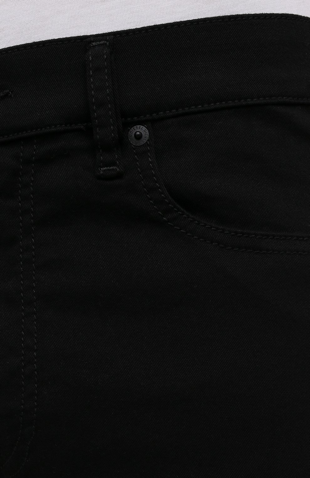 Мужские джинсы DIESEL черного цвета, арт. A00712/069EI | Фото 5 (Силуэт М (брюки): Узкие; Кросс-КТ: Деним; Длина (брюки, джинсы): Стандартные; Стили: Гранж; Материал внешний: Хлопок, Деним)
