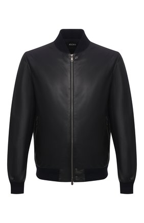 Мужской кожаный бомбер Z ZEGNA темно-синего цвета по цене 165500 руб., арт. VY077/ZZ928 | Фото 1 Мужской кожаный бомбер Z ZEGNA темно-синего цвета, арт. VY077/ZZ928 | Фото 1