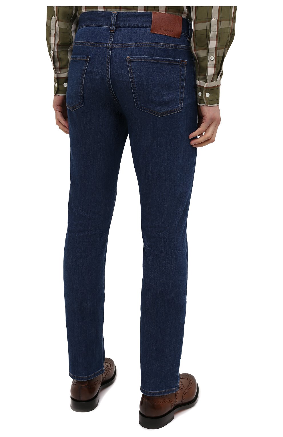 Мужские джинсы CANALI темно-синего цвета, арт. 91700/PD01033 | Фото 4 (Силуэт М (брюки): Прямые; Кросс-КТ: Деним; Длина (брюки, джинсы): Стандартные; Материал внешний: Хлопок)