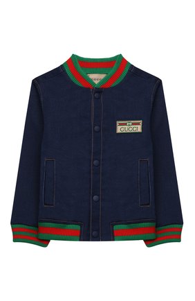Детского хлопковый бомбер GUCCI синего цвета по цене 33800 руб., арт. 547186/XJCR3 | Фото 1 Детского хлопковый бомбер GUCCI синего цвета, арт. 547186/XJCR3 | Фото 1
