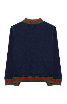 Детского хлопковый бомбер GUCCI синего цвета по цене 33800 руб., арт. 547186/XJCR3 | Фото 2 Детского хлопковый бомбер GUCCI синего цвета, арт. 547186/XJCR3 | Фото 2
