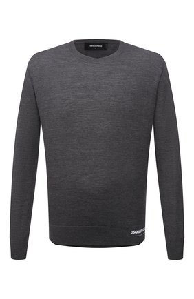 Мужской шерстяной джемпер DSQUARED2 серого цвета по цене 31300 руб., арт. S74HA1168/S16794 | Фото 1 Мужской шерстяной джемпер DSQUARED2 серого цвета, арт. S74HA1168/S16794 | Фото 1 (Материал внешний: Шерсть; Мужское Кросс-КТ: Джемперы; Рукава: Длинные; Вырез: Круглый; Принт: Без принта; Стили: Кэжуэл; Длина (для топов): Стандартные)