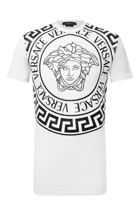 Мужская хлопковая футболка VERSACE белого цвета по цене 43200 руб., арт. 1000849/1A00614 | Фото 1 Мужская хлопковая футболка VERSACE белого цвета, арт. 1000849/1A00614 | Фото 1