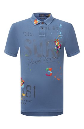 Мужское хлопковое поло POLO RALPH LAUREN синего цвета по цене 19950 руб., арт. 710842406 | Фото 1 Мужское хлопковое поло POLO RALPH LAUREN синего цвета, арт. 710842406 | Фото 1