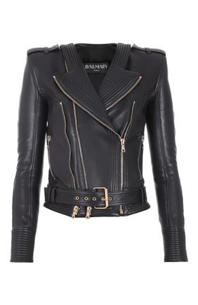 Женская кожаная куртка BALMAIN черного цвета по цене 192500 руб., арт. WF1TD000/L158 | Фото 1 Женская кожаная куртка BALMAIN черного цвета, арт. WF1TD000/L158 | Фото 1