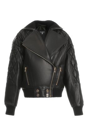 Женская кожаная куртка BALMAIN черного цвета по цене 289000 руб., арт. WF1TD020/L158 | Фото 1 Женская кожаная куртка BALMAIN черного цвета, арт. WF1TD020/L158 | Фото 1