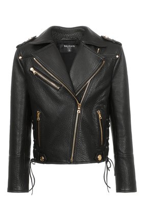 Женская кожаная куртка BALMAIN черного цвета по цене 250500 руб., арт. WF1TD035/L166 | Фото 1 Женская кожаная куртка BALMAIN черного цвета, арт. WF1TD035/L166 | Фото 1