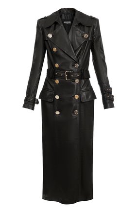 Женское кожаное пальто BALMAIN черного цвета по цене 386000 руб., арт. WF1TL010/L158 | Фото 1 Женское кожаное пальто BALMAIN черного цвета, арт. WF1TL010/L158 | Фото 1