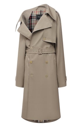 Женский хлопковый тренч BALENCIAGA бежевого цвета по цене 218000 руб., арт. 663007/TKP06 | Фото 1 Женский хлопковый тренч BALENCIAGA бежевого цвета, арт. 663007/TKP06 | Фото 1 (Материал внешний: Хлопок; Рукава: Длинные; Материал утеплителя: Шерсть; Стили: Спорт-шик; Длина (верхняя одежда): Длинные)