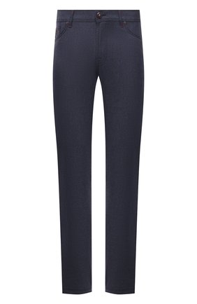 Мужские кашемировые брюки MARCO PESCAROLO темно-синего цвета, арт. NERAN0M18/ZIP/4442 | Фото 1 (Длина (брюки, джинсы): Стандартные; Материал внешний: Шерсть, Кашемир; Случай: Повседневный; Стили: Кэжуэл)