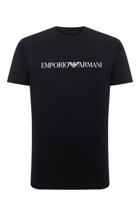Мужская хлопковая футболка EMPORIO ARMANI черного цвета, арт. 8N1TN5/1JPZZ | Фото 1 (Материал внешний: Хлопок; Длина (для топов): Стандартные; Рукава: Короткие; Стили: Кэжуэл; Принт: С принтом)