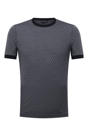 Мужская футболка из хлопка и шелка GIORGIO ARMANI темно-синего цвета по цене 53400 руб., арт. 6KSM59/SJVGZ | Фото 1 Мужская футболка из хлопка и шелка GIORGIO ARMANI темно-синего цвета, арт. 6KSM59/SJVGZ | Фото 1 (Рукава: Короткие; Материал внешний: Хлопок, Шелк; Длина (для топов): Стандартные; Стили: Кэжуэл; Принт: С принтом)