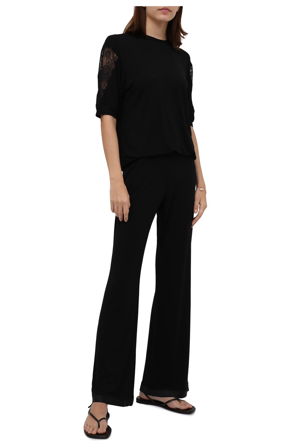 Женская пижама I.D. SARRIERI черного цвета, арт. L9534-L9570 | Фото 1 (Длина Ж (юбки, платья, шорты): Мини; Длина (брюки, джинсы): Стандартные; Рукава: Короткие; Материал внешний: Синтетический материал; Длина (для топов): Стандартные)