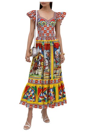 Женское хлопковое платье DOLCE & GABBANA желтого цвета по цене 184000 руб., арт. F6G8RT/GDS11 | Фото 2 Женское хлопковое платье DOLCE & GABBANA желтого цвета, арт. F6G8RT/GDS11 | Фото 2