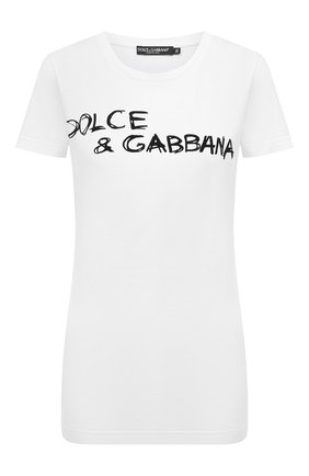 Женская хлопковая футболка DOLCE & GABBANA белого цвета по цене 37700 руб., арт. F8L61T/G7XAZ | Фото 1 Женская хлопковая футболка DOLCE & GABBANA белого цвета, арт. F8L61T/G7XAZ | Фото 1 (Материал внешний: Хлопок; Длина (для топов): Стандартные; Рукава: Короткие; Стили: Гламурный; Принт: С принтом; Женское Кросс-КТ: Футболка-одежда)