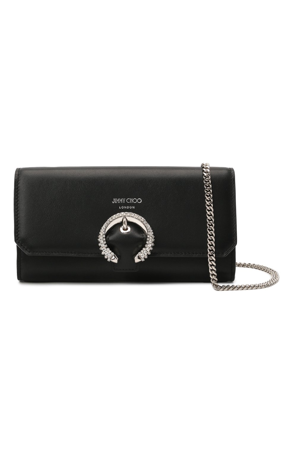 Женский клатч madeline JIMMY CHOO черного цвета по цене 64000 руб., арт. WALLET W/CHAIN/IUY | Фото 5 Женский клатч madeline JIMMY CHOO черного цвета, арт. WALLET W/CHAIN/IUY | Фото 5 (Женское Кросс-КТ: Вечерняя сумка, Клатч-клатчи; Материал: Натуральная кожа; Размер: mini; Ремень/цепочка: На ремешке)