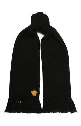 Детский шерстяной шарф VERSACE черного цвета, арт. 1001655/1A01314 | Фото 1 (Материал: Шерсть, Текстиль)