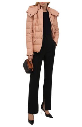 Женская кожаная куртка TOM FORD светло-розового цвета, арт. GIL418-LEX217 | Фото 2 (Кросс-КТ: Куртка; Рукава: Длинные; Материал подклада: Синтетический материал, Вискоза; Материал внешний: Натуральная кожа; Женское Кросс-КТ: Замша и кожа; Длина (верхняя одежда): Короткие; Материал утеплителя: Пух и перо; Стили: Кэжуэл)