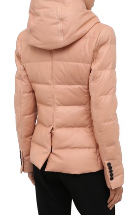 Женская кожаная куртка TOM FORD светло-розового цвета, арт. GIL418-LEX217 | Фото 4 (Кросс-КТ: Куртка; Рукава: Длинные; Материал подклада: Синтетический материал, Вискоза; Материал внешний: Натуральная кожа; Женское Кросс-КТ: Замша и кожа; Длина (верхняя одежда): Короткие; Материал утеплителя: Пух и перо; Стили: Кэжуэл)