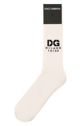 Мужские носки DOLCE & GABBANA белого цвета, арт. GXG55T/JACKT | Фото 1 (Материал внешний: Синтетический материал, Хлопок; Кросс-КТ: бельё)