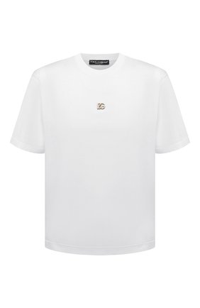 Мужская хлопковая футболка DOLCE & GABBANA белого цвета, арт. G8NC5Z/G7A0W | Фото 1 (Материал внешний: Хлопок; Длина (для топов): Стандартные; Принт: Без принта; Рукава: Короткие; Стили: Кэжуэл)