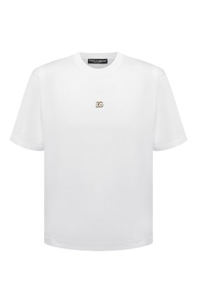 Мужская хлопковая футболка DOLCE & GABBANA белого цвета по цене 42900 руб., арт. G8NC5Z/G7A0W | Фото 1 Мужская хлопковая футболка DOLCE & GABBANA белого цвета, арт. G8NC5Z/G7A0W | Фото 1 (Материал внешний: Хлопок; Длина (для топов): Стандартные; Принт: Без принта; Рукава: Короткие; Стили: Кэжуэл)