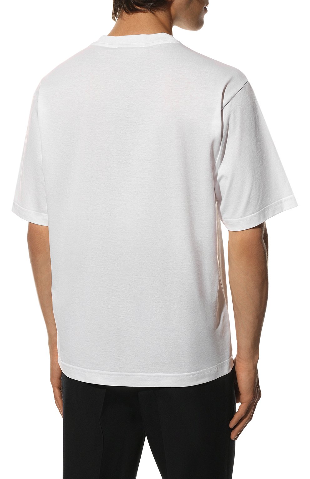 Мужская хлопковая футболка DOLCE & GABBANA белого цвета, арт. G8NC5Z/G7A0W | Фото 4 (Принт: Без принта; Рукава: Короткие; Длина (для топов): Стандартные; Материал внешний: Хлопок; Стили: Кэжуэл)