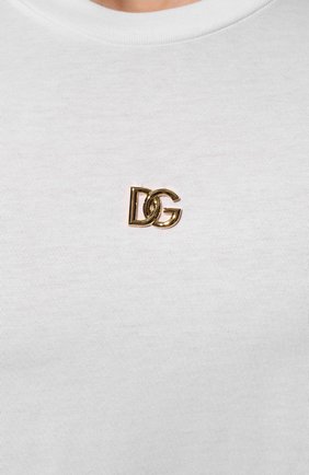 Мужская хлопковая футболка DOLCE & GABBANA белого цвета, арт. G8NC5Z/G7A0W | Фото 5 (Принт: Без принта; Рукава: Короткие; Длина (для топов): Стандартные; Материал внешний: Хлопок; Стили: Кэжуэл)