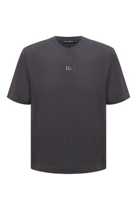 Мужская хлопковая футболка DOLCE & GABBANA темно-серого цвета по цене 42900 руб., арт. G8NC5Z/G7A0W | Фото 1 Мужская хлопковая футболка DOLCE & GABBANA темно-серого цвета, арт. G8NC5Z/G7A0W | Фото 1 (Материал внешний: Хлопок; Длина (для топов): Стандартные; Принт: Без принта; Рукава: Короткие; Стили: Кэжуэл)