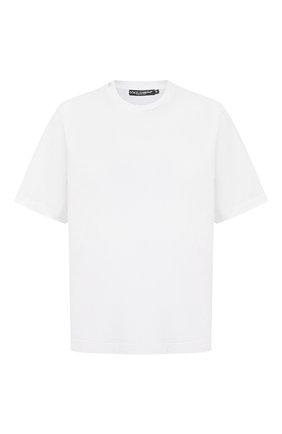 Мужская хлопковая футболка DOLCE & GABBANA белого цвета, арт. G8NC5T/FU7EQ | Фото 1 (Принт: Без принта; Рукава: Короткие; Длина (для топов): Стандартные; Материал внешний: Хлопок; Стили: Кэжуэл)
