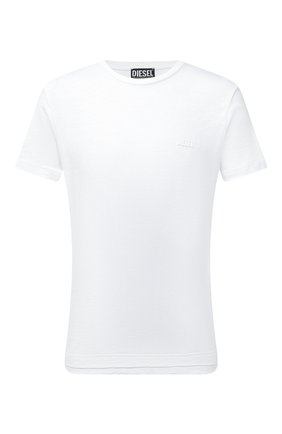 Мужская хлопковая футболка DIESEL белого цвета, арт. A02755/0WBBH | Фото 1 (Материал внешний: Хлопок; Принт: Без принта; Длина (для топов): Стандартные; Рукава: Короткие; Стили: Гранж)