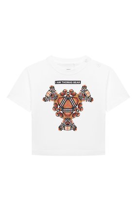 Детский хлопковая футболка BURBERRY белого цвета по цене 16400 руб., арт. 8041231 | Фото 1 Детский хлопковая футболка BURBERRY белого цвета, арт. 8041231 | Фото 1 (Материал внешний: Хлопок; Рукава: Короткие; Ростовка одежда: 6 мес | 68 см, 12 мес | 80 см, 18 мес | 86 см, 24 мес | 92 см)