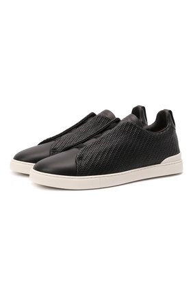 Мужские кожаные кеды triple stitch ZEGNA COUTURE черного цвета по цене 106000 руб., арт. A4665X-LHSPT | Фото 1 Мужские кожаные кеды triple stitch ZEGNA COUTURE черного цвета, арт. A4665X-LHSPT | Фото 1 (Материал внутренний: Натуральная кожа; Подошва: Массивная; Материал внешний: Кожа; Материал утеплителя: Без утеплителя; Длина стельки: 31; Стили: Классический)