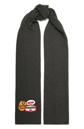 Мужской шерстяной шарф DSQUARED2 серого цвета по цене 22200 руб., арт. KNM0011 01W04332 | Фото 1 Мужской шерстяной шарф DSQUARED2 серого цвета, арт. KNM0011 01W04332 | Фото 1 (Материал: Шерсть; Кросс-КТ: шерсть)