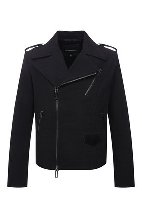 Мужская хлопковая куртка EMPORIO ARMANI черного цвета, арт. 6K1B65/1DE9Z | Фото 1 (Рукава: Длинные; Материал внешний: Хлопок; Длина (верхняя одежда): Короткие; Материал подклада: Синтетический материал; Кросс-КТ: Куртка, Ветровка; Стили: Кэжуэл)