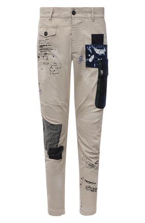Мужские хлопковые брюки DSQUARED2 бежевого цвета, арт. S74KB0577/S41794 | Фото 1 (Длина (брюки, джинсы): Стандартные; Материал внешний: Хлопок; Случай: Повседневный; Стили: Гранж)