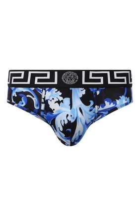 Мужские хлопковые брифы VERSACE синего цвета по цене 7750 руб., арт. 1001383/1A00997 | Фото 1 Мужские хлопковые брифы VERSACE синего цвета, арт. 1001383/1A00997 | Фото 1