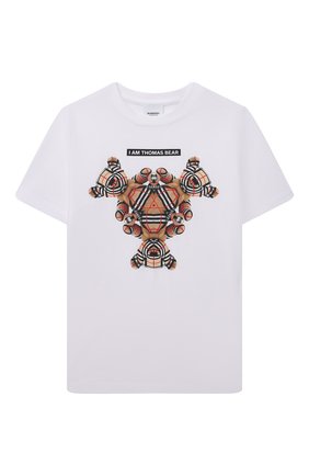 Детская хлопковая футболка BURBERRY белого цвета по цене 15900 руб., арт. 8041229 | Фото 1 Детская хлопковая футболка BURBERRY белого цвета, арт. 8041229 | Фото 1