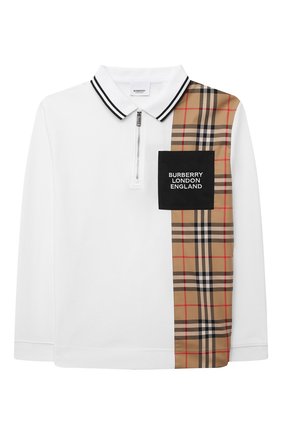 Детское хлопковое поло BURBERRY белого цвета по цене 13800 руб., арт. 8039549 | Фото 1 Детское хлопковое поло BURBERRY белого цвета, арт. 8039549 | Фото 1