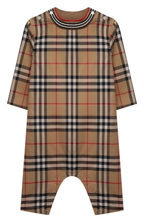 Детский хлопковый комбинезон BURBERRY бежевого цвета по цене 17000 руб., арт. 8042989 | Фото 1 Детский хлопковый комбинезон BURBERRY бежевого цвета, арт. 8042989 | Фото 1