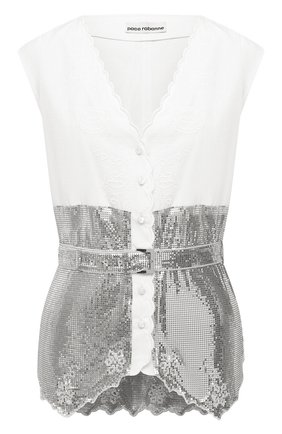 Женский хлопковый топ PACO RABANNE серебряного цвета по цене 178000 руб., арт. 21EXT0316MH0121 | Фото 1 Женский хлопковый топ PACO RABANNE серебряного цвета, арт. 21EXT0316MH0121 | Фото 1