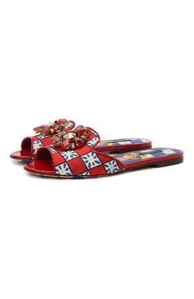 Женские комбинированные шлепанцы bianca DOLCE & GABBANA красного цвета по цене 61850 руб., арт. CQ0023/AJ747 | Фото 1 Женские комбинированные шлепанцы bianca DOLCE & GABBANA красного цвета, арт. CQ0023/AJ747 | Фото 1