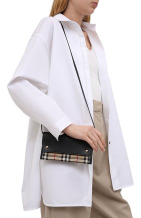 Женская сумка check small BURBERRY черного цвета по цене 58400 руб., арт. 8041802 | Фото 2 Женская сумка check small BURBERRY черного цвета, арт. 8041802 | Фото 2 (Размер: small; Ремень/цепочка: На ремешке; Сумки-технические: Сумки через плечо)