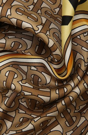 Женский шелковый платок BURBERRY бежевого цвета, арт. 8041760 | Фото 2 (Материал: Текстиль, Шелк; Принт: С принтом)