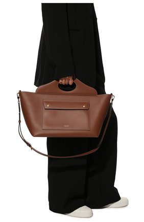 Женский сумка-тоут pocket bag small BURBERRY коричневого цвета, арт. 8041746 | Фото 2 (Материал: Натуральная кожа; Сумки-технические: Сумки-шопперы; Размер: small)