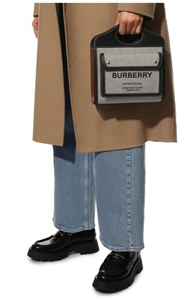 Женская сумка pocket bag medium BURBERRY черного цвета, арт. 8039363 | Фото 2 (Сумки-технические: Сумки top-handle; Ремень/цепочка: На ремешке; Материал: Текстиль; Размер: medium)