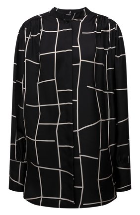 Женская шелковая рубашка KITON черно-белого цвета, арт. D52412K0560A | Фото 1 (Рукава: Длинные; Материал внешний: Шелк; Стили: Кэжуэл; Женское Кросс-КТ: Рубашка-одежда; Длина (для топов): Удлиненные; Принт: Клетка)
